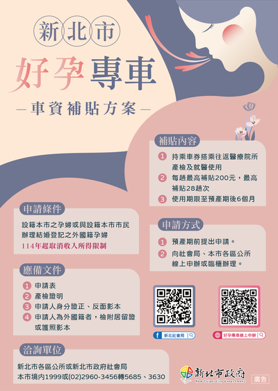 「新北好孕專車」2025新制